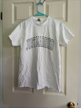 White "Just Married" Graphic Tee